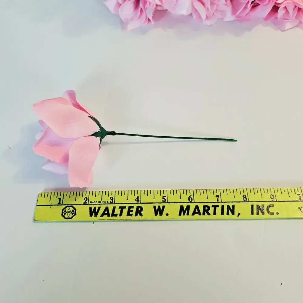 Pink Artificial Rose Stems 30pc Flowers Wedding Floral Decor Craft Supply Lot